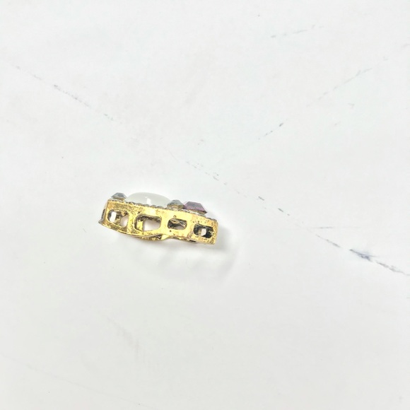 Pendant Gold Metal Moonstone Faceted Ameythst - Picture 3 of 3